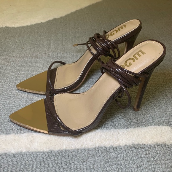 Ego Harmoni Lace Up Chocolate Heels - Picture 8 of 9